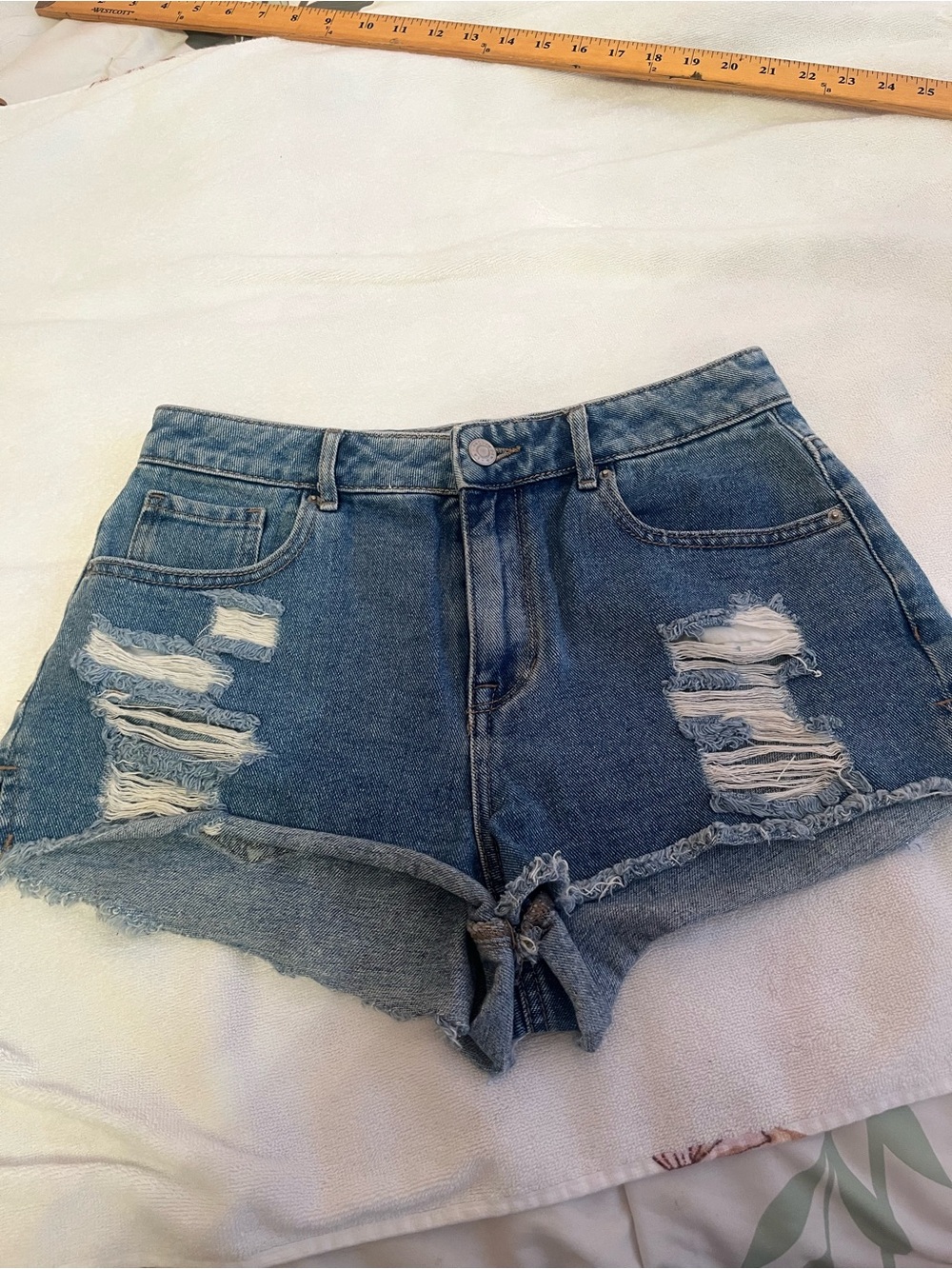 PacSun Distressed Blue Denim Jean Shorts